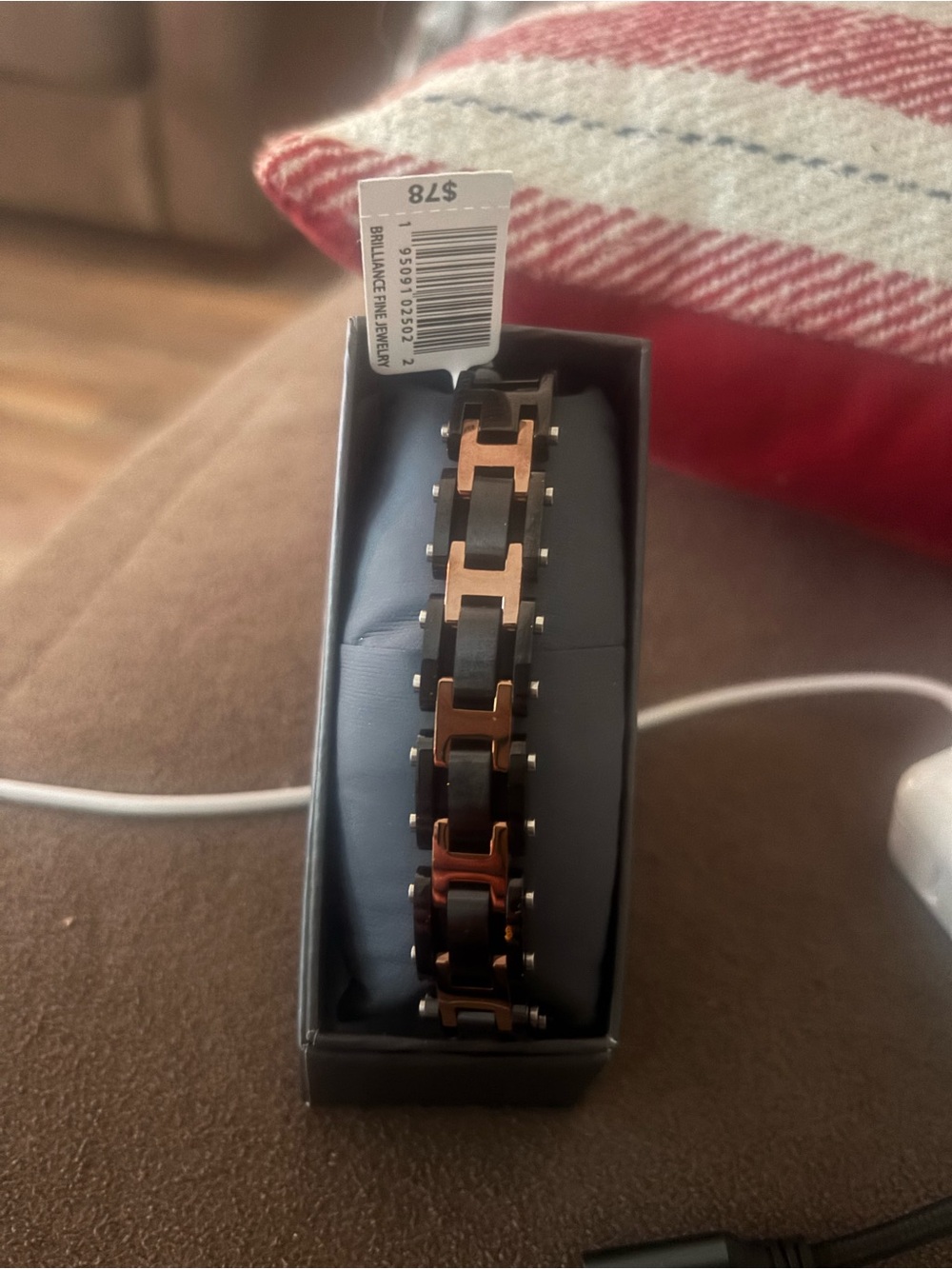 Stainless steel men’s new in box Two-Tone Black and Gold Link Bracelet